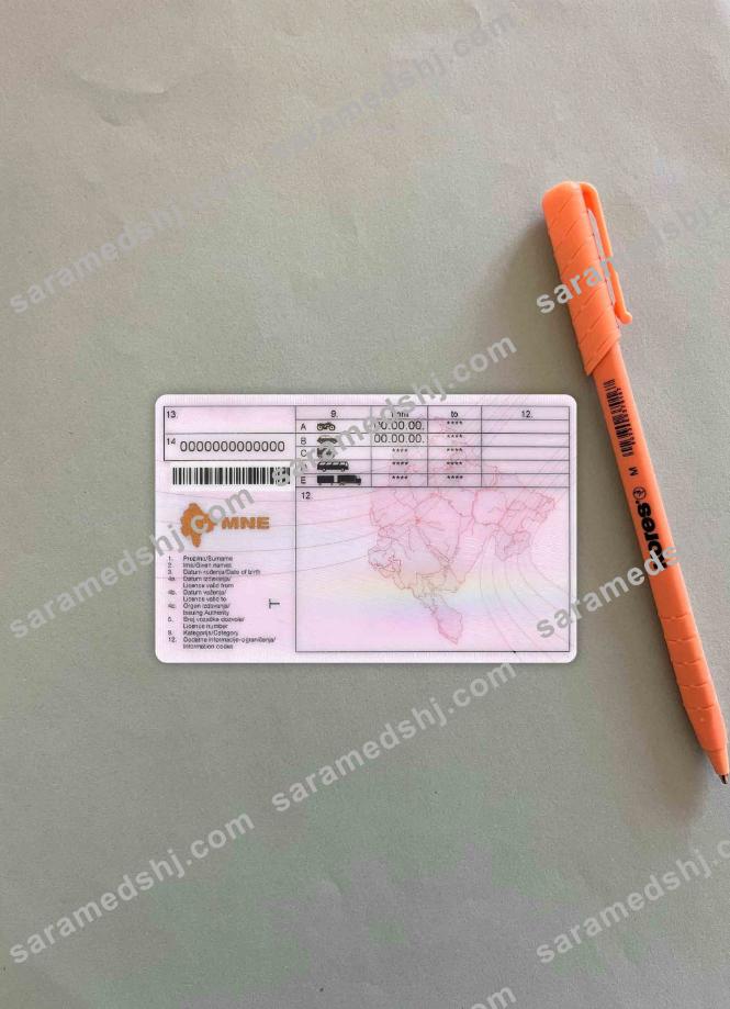 Montenegro driving license photolook BACK